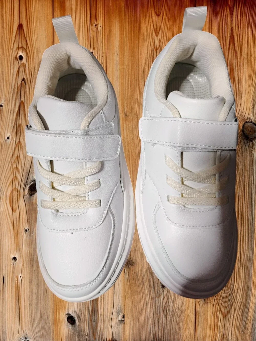 Kids White Velcro Sneakers - Classic Casual Shoes